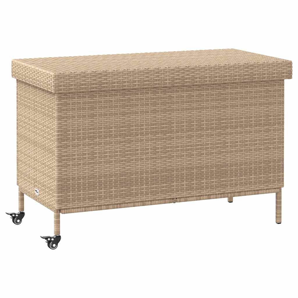 Contenitore da Giardino con Ruote Beige Misto Polyrattan