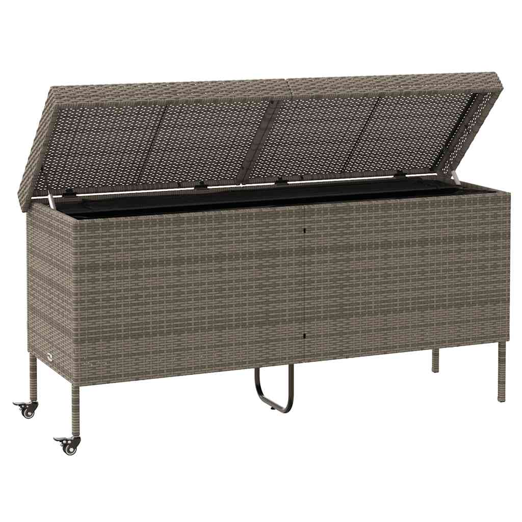 Contenitore da Giardino con Ruote Grigio 160x55x75cm Polyrattan