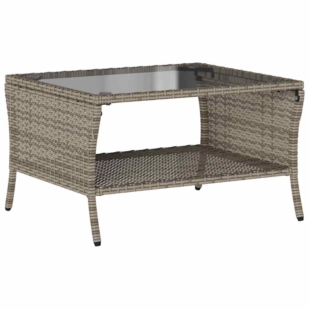 Divano da Giardino a 2 Posti Cuscini&Tavolo Grigio Polyrattan