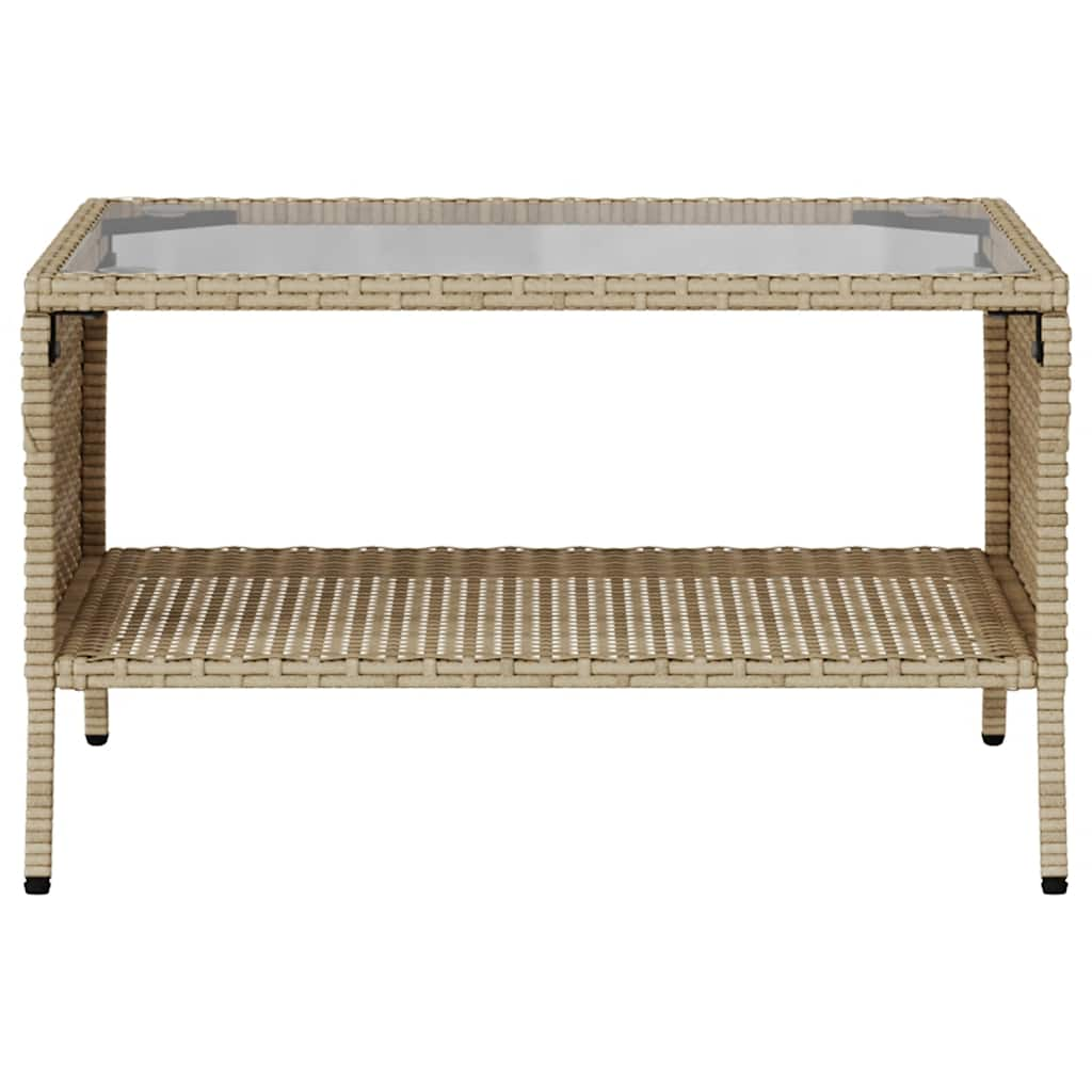 Divano Giardino 2 Posti con Cuscini e Tavolo Beige Polyrattan