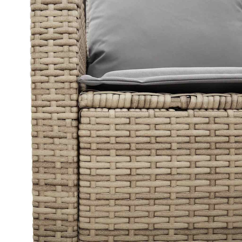 Divano Giardino 2 Posti con Cuscini e Tavolo Beige Polyrattan