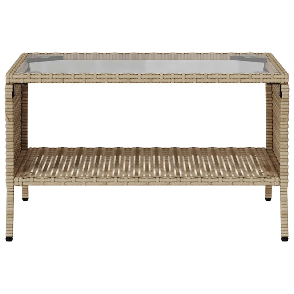 Divano Giardino 2 Posti con Cuscini e Tavolo Beige Polyrattan