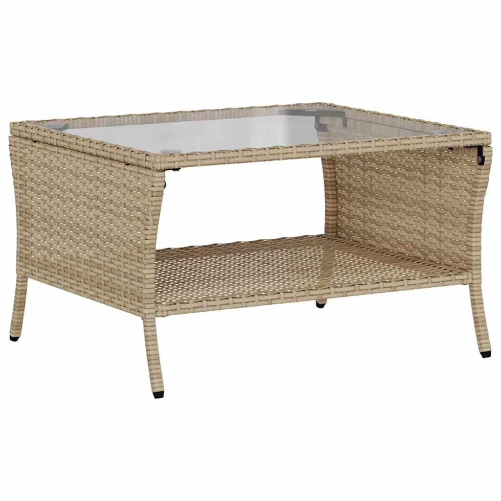 Divano Giardino 2 Posti con Cuscini e Tavolo Beige Polyrattan