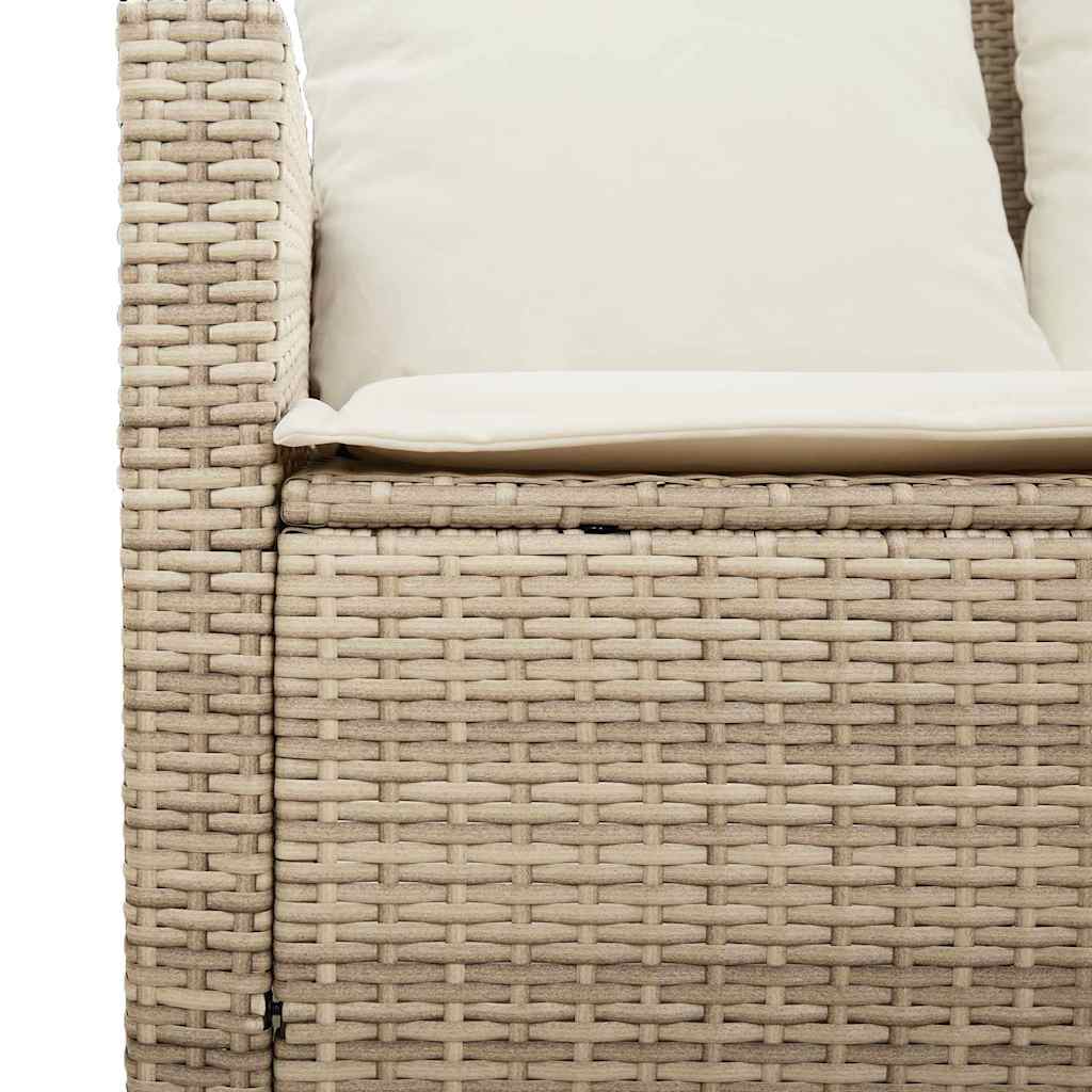 Divano Giardino 2 Posti con Cuscini e Tavolo Beige Polyrattan