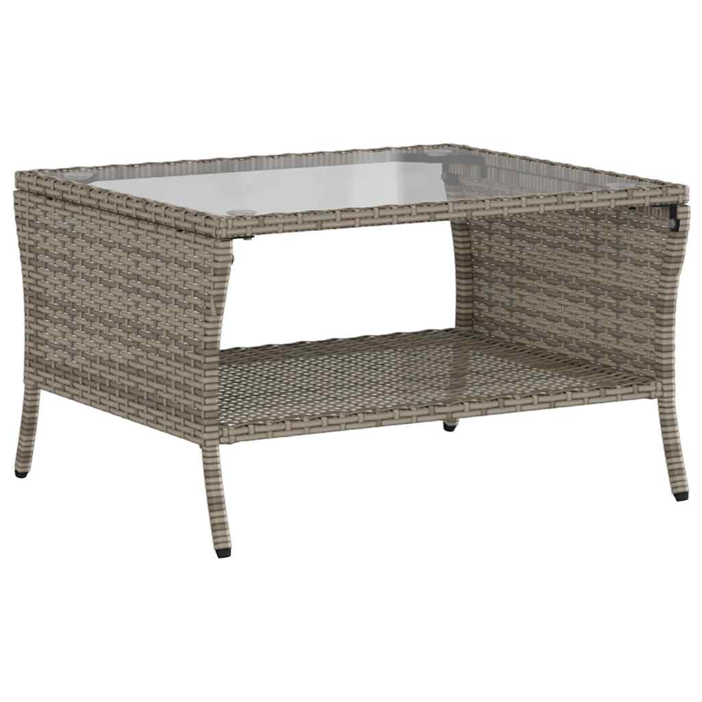 Divano da Giardino a 2 Posti Cuscini&Tavolo Grigio Polyrattan