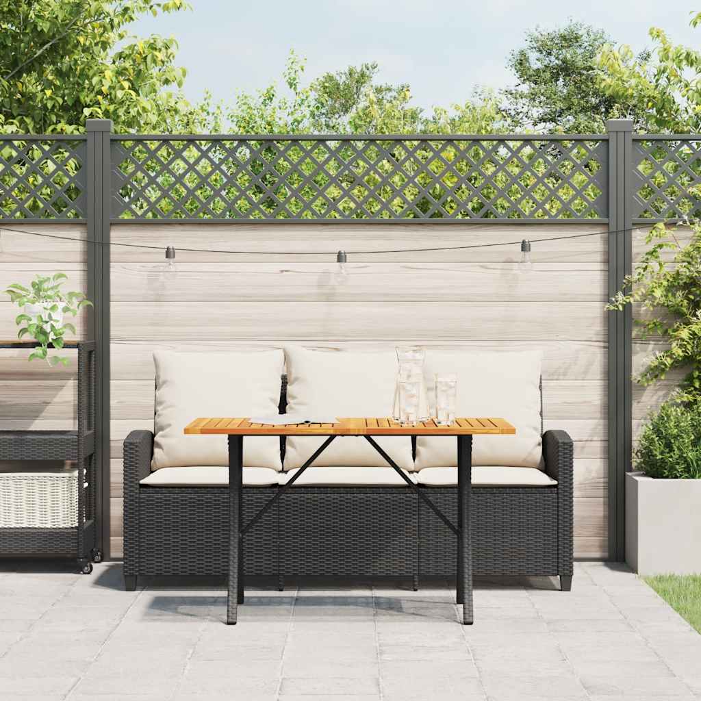 Divano da Giardino a 3 Posti Cuscini&Tavolo Nero in Polyrattan