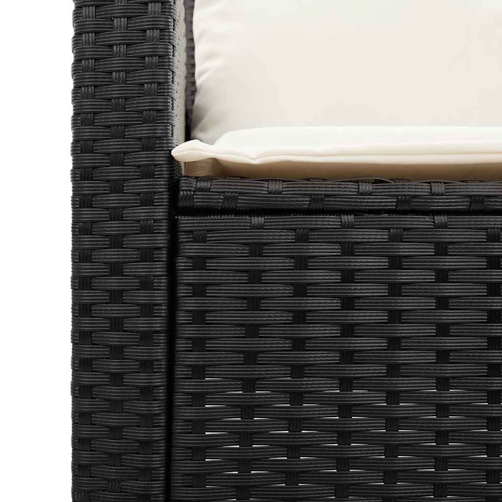 Divano da Giardino a 3 Posti Cuscini&Tavolo Nero in Polyrattan