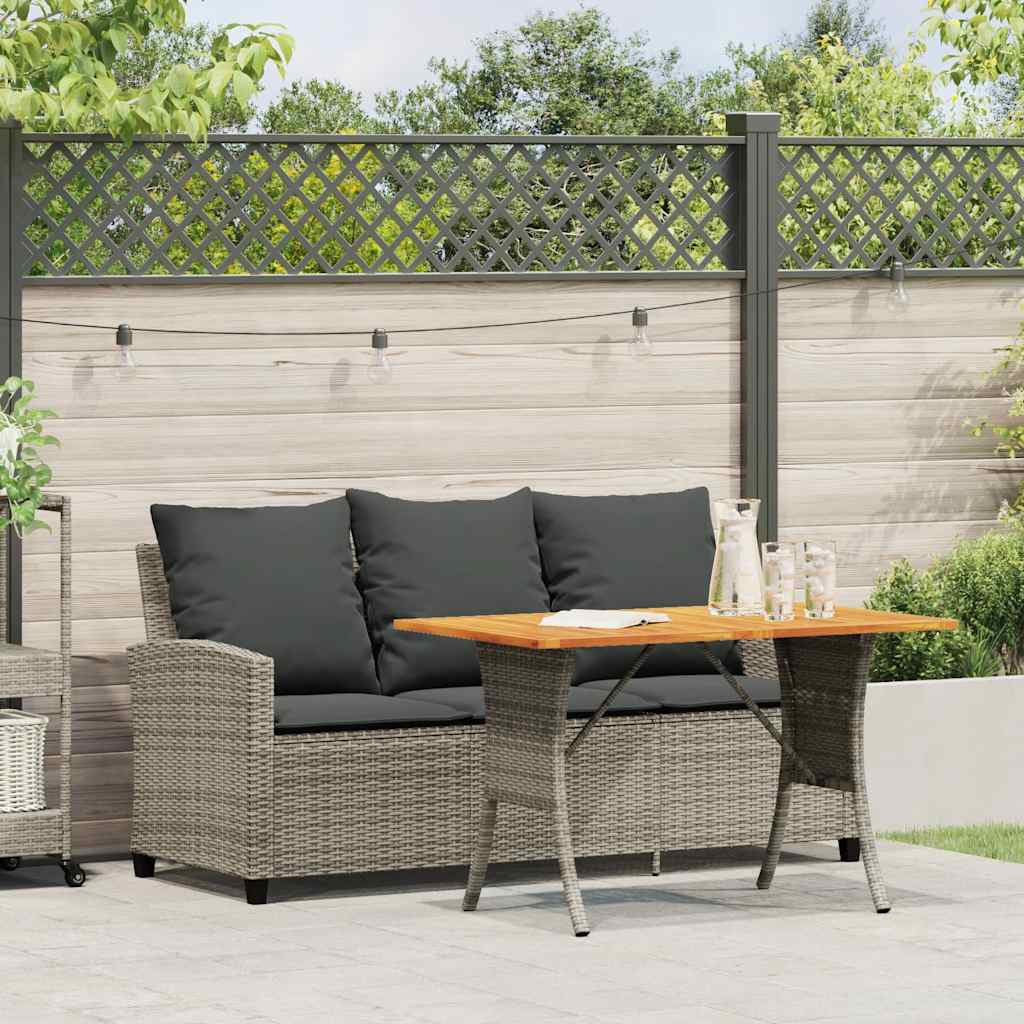 Divano da Giardino a 3 Posti Cuscini&Tavolo Grigio Polyrattan