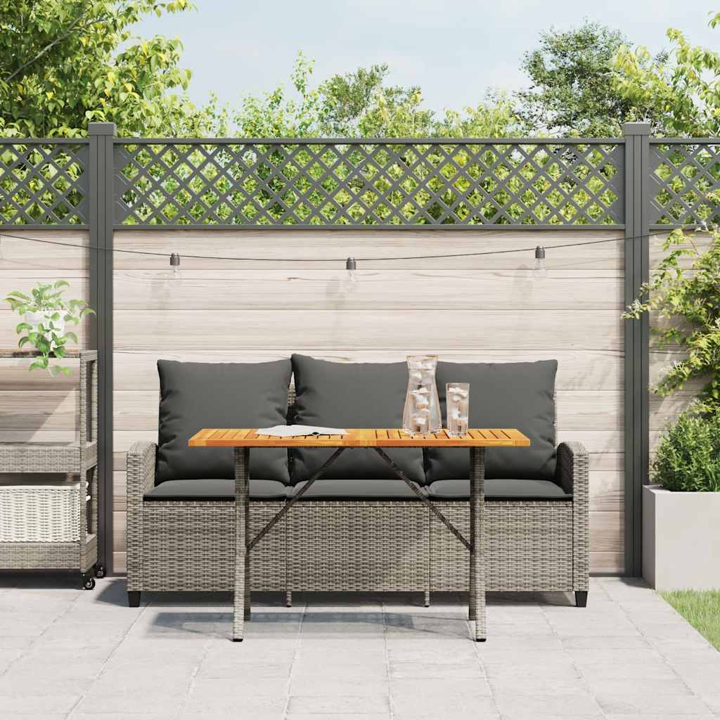 Divano da Giardino a 3 Posti Cuscini&Tavolo Grigio Polyrattan