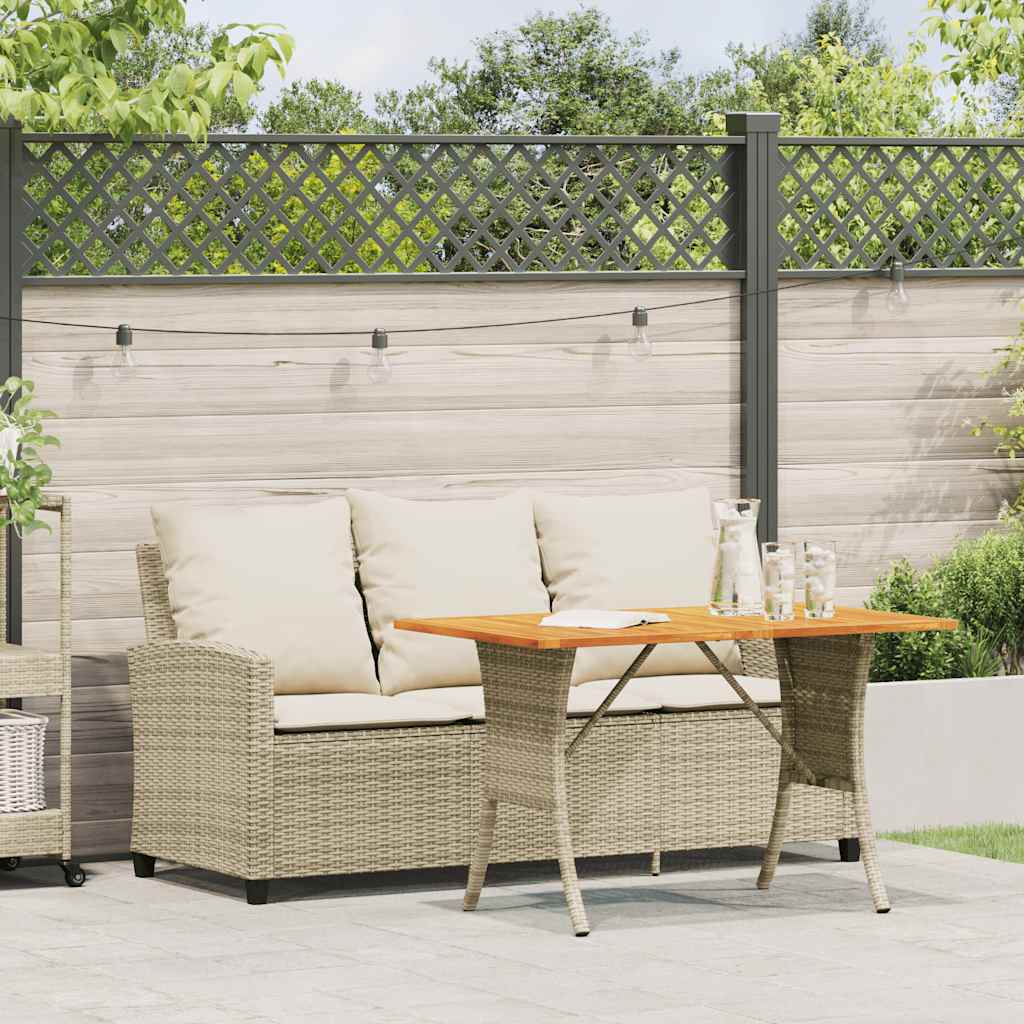 Divano Giardino 3 Posti con Cuscini e Tavolo Beige Polyrattan