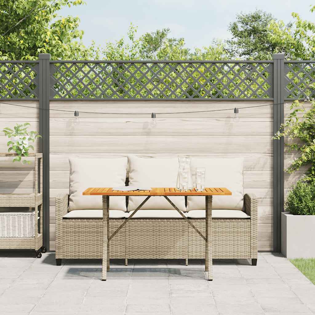 Divano Giardino 3 Posti con Cuscini e Tavolo Beige Polyrattan