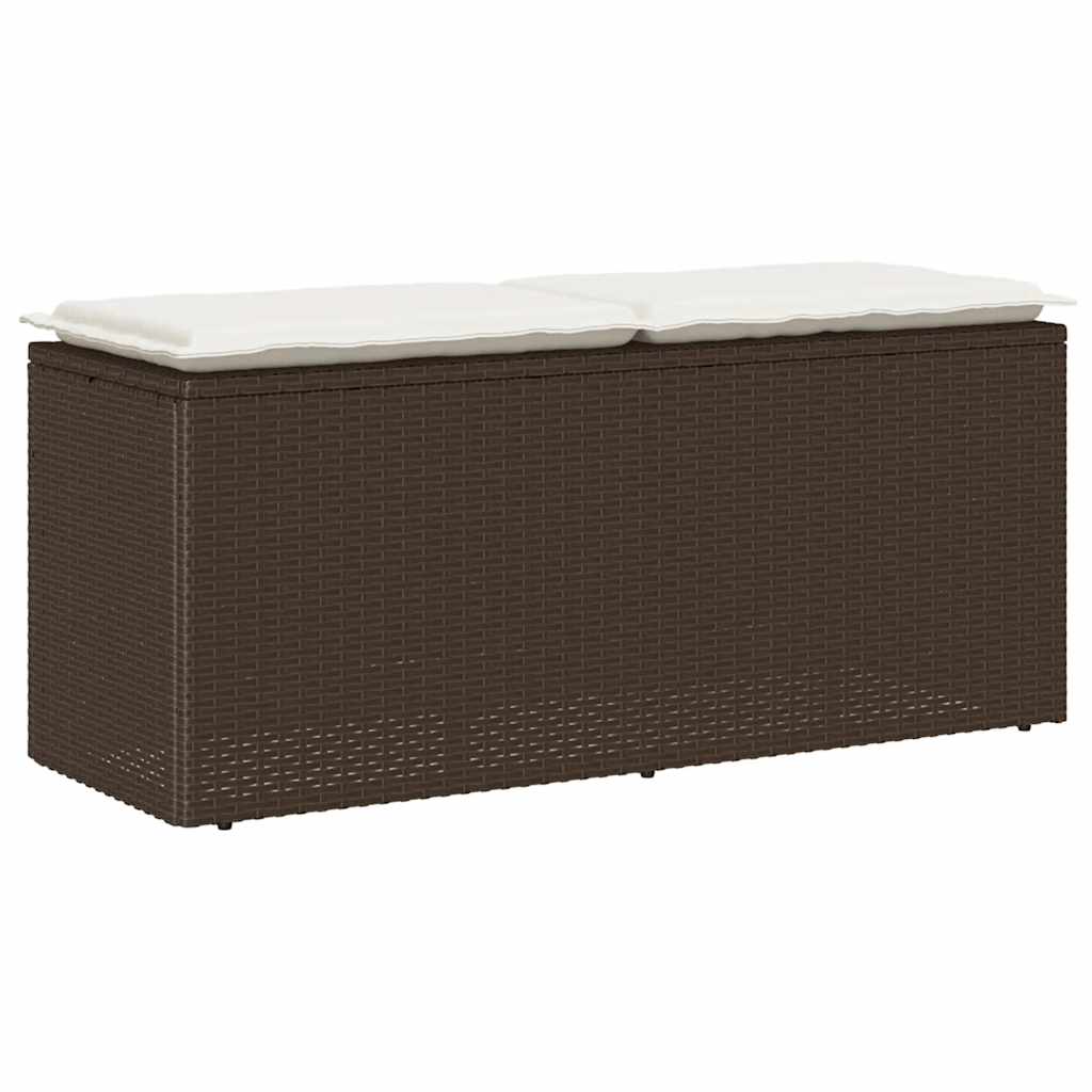 Panca da Giardino con Cuscino Marrone 110x40x44cm in Polyrattan