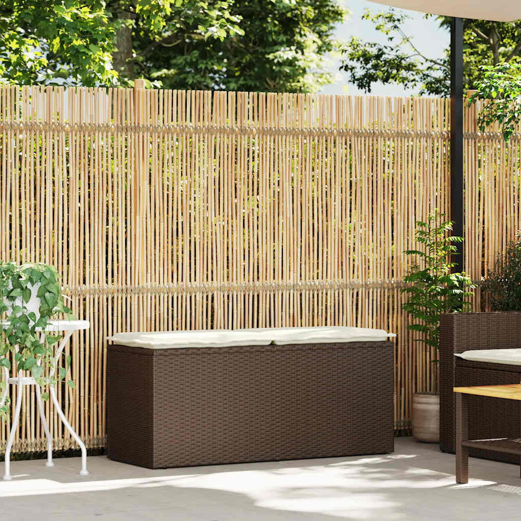 Panca da Giardino con Cuscino Marrone 110x40x44cm in Polyrattan