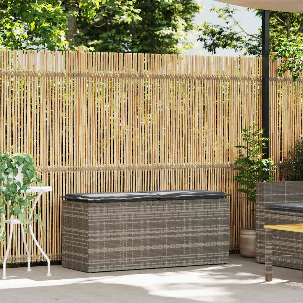 Panca da Giardino con Cuscino Grigio 110x40x44 cm in Polyrattan