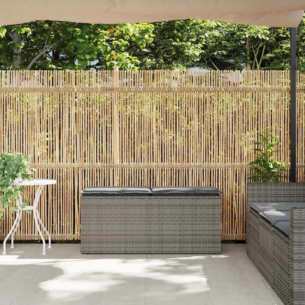 Panca da Giardino con Cuscino Grigio 110x40x44 cm in Polyrattan