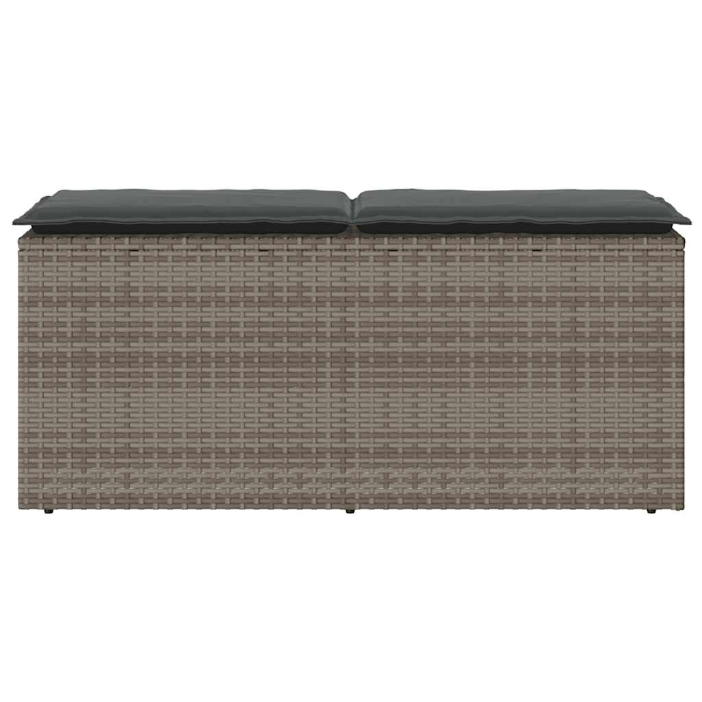 Panca da Giardino con Cuscino Grigio 110x40x44 cm in Polyrattan