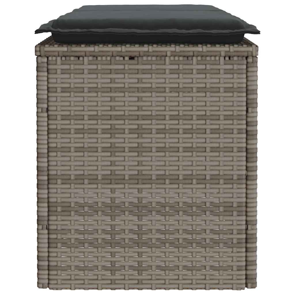 Panca da Giardino con Cuscino Grigio 110x40x44 cm in Polyrattan