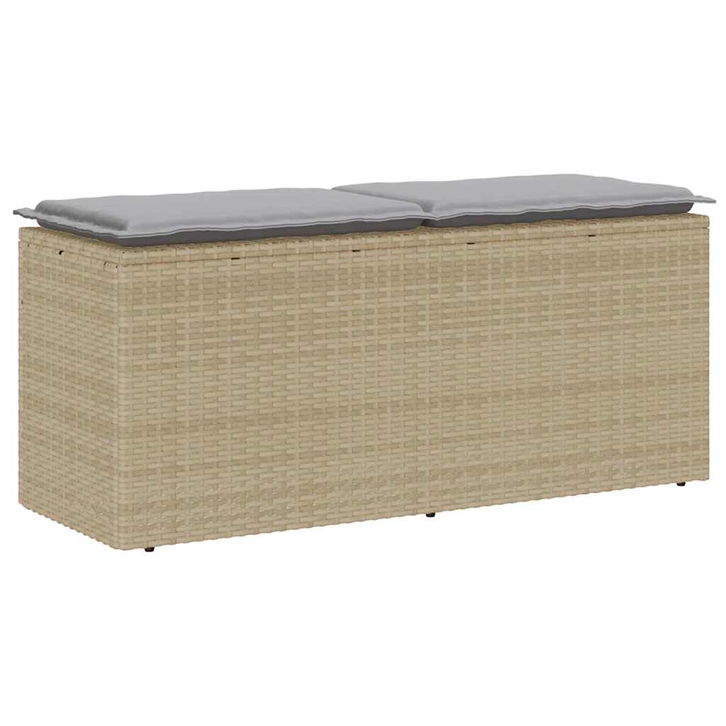 Panca da Giardino con Cuscino Beige 110x40x44 cm in Polyrattan