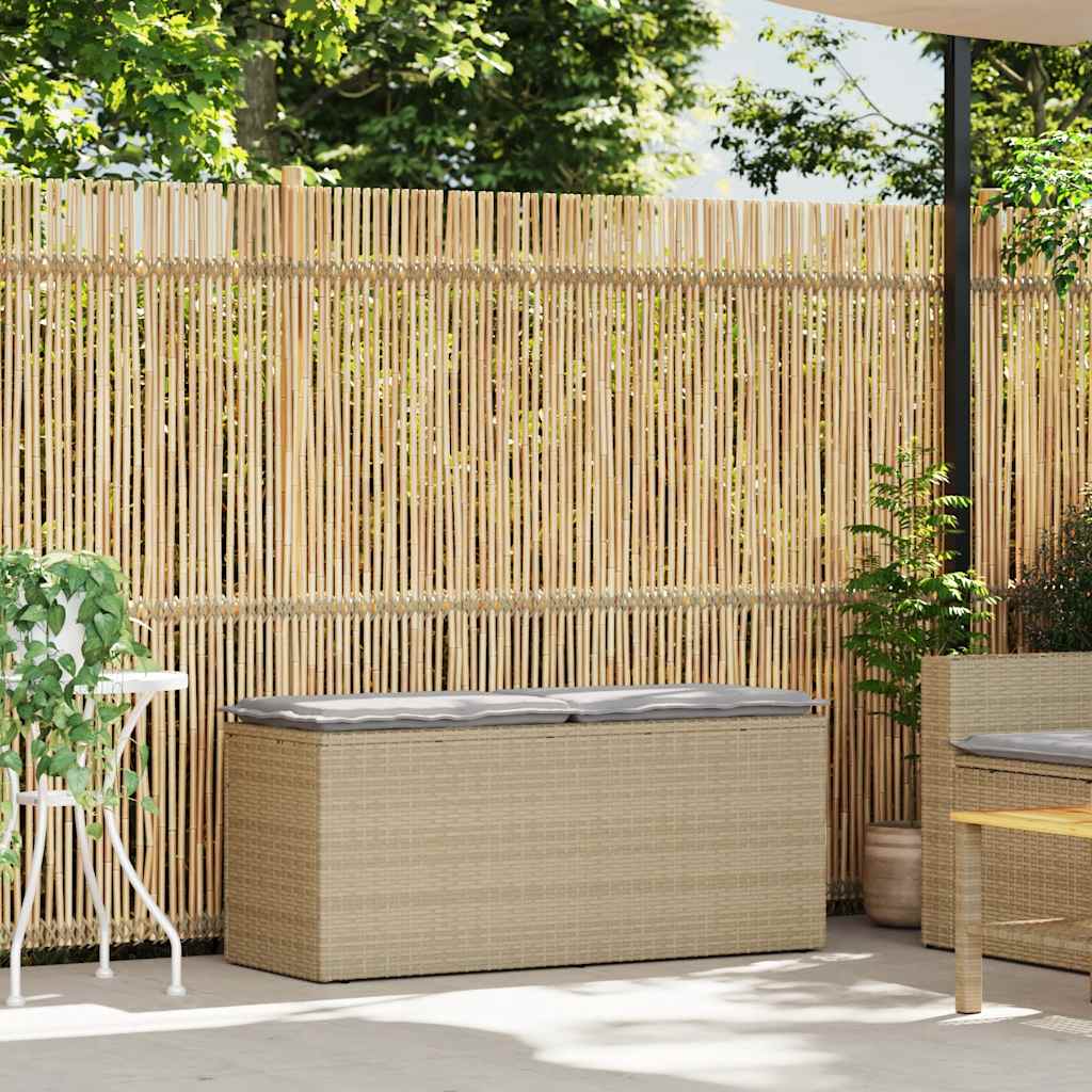 Panca da Giardino con Cuscino Beige 110x40x44 cm in Polyrattan