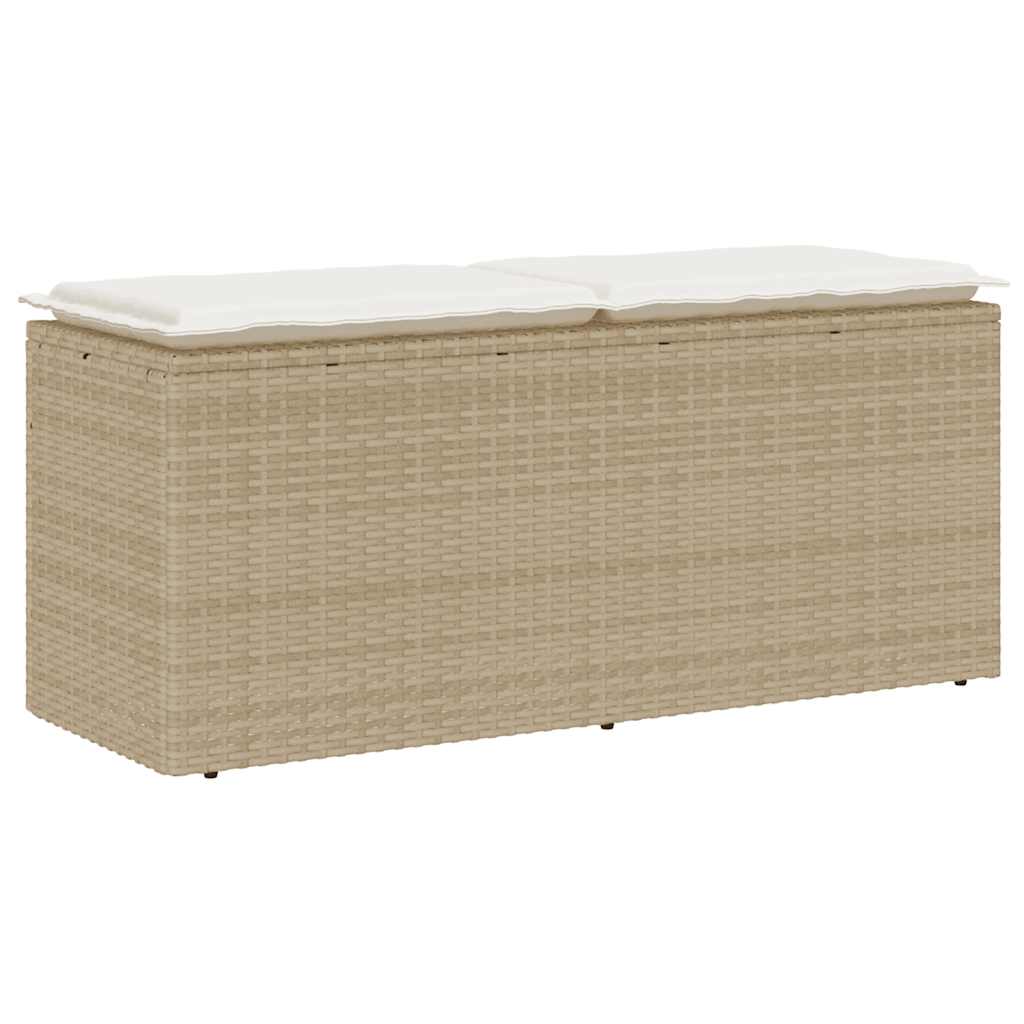 Panca da Giardino con Cuscino Beige 110x40x44 cm in Polyrattan