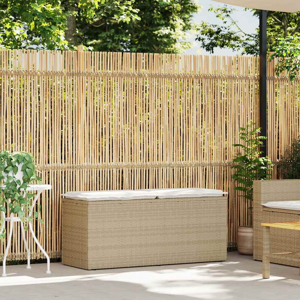 Panca da Giardino con Cuscino Beige 110x40x44 cm in Polyrattan