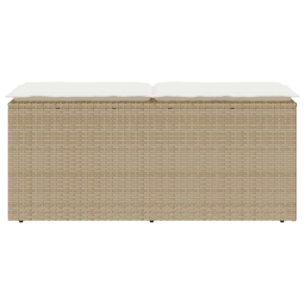 Panca da Giardino con Cuscino Beige 110x40x44 cm in Polyrattan