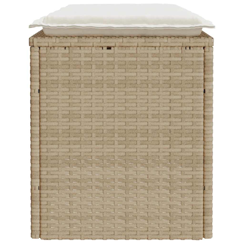 Panca da Giardino con Cuscino Beige 110x40x44 cm in Polyrattan