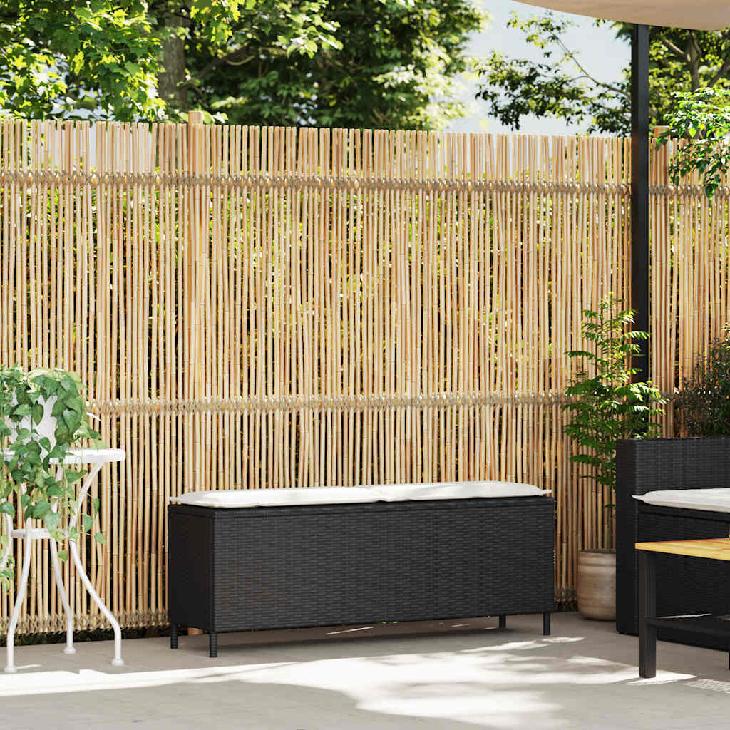 Panca da Giardino con Cuscino Nera 110x30x40,5 cm in Polyrattan