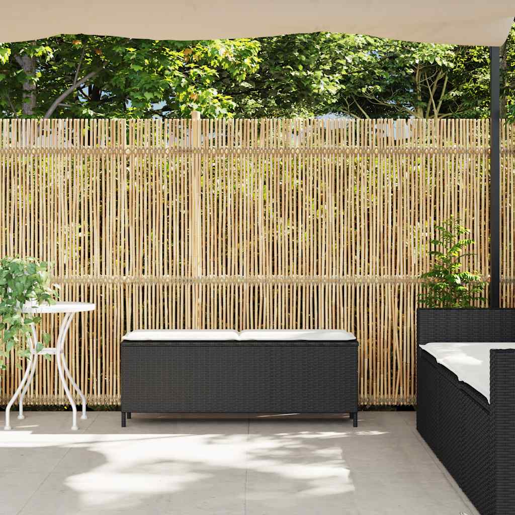 Panca da Giardino con Cuscino Nera 110x30x40,5 cm in Polyrattan