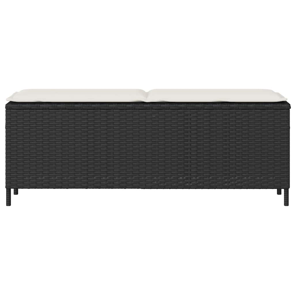 Panca da Giardino con Cuscino Nera 110x30x40,5 cm in Polyrattan