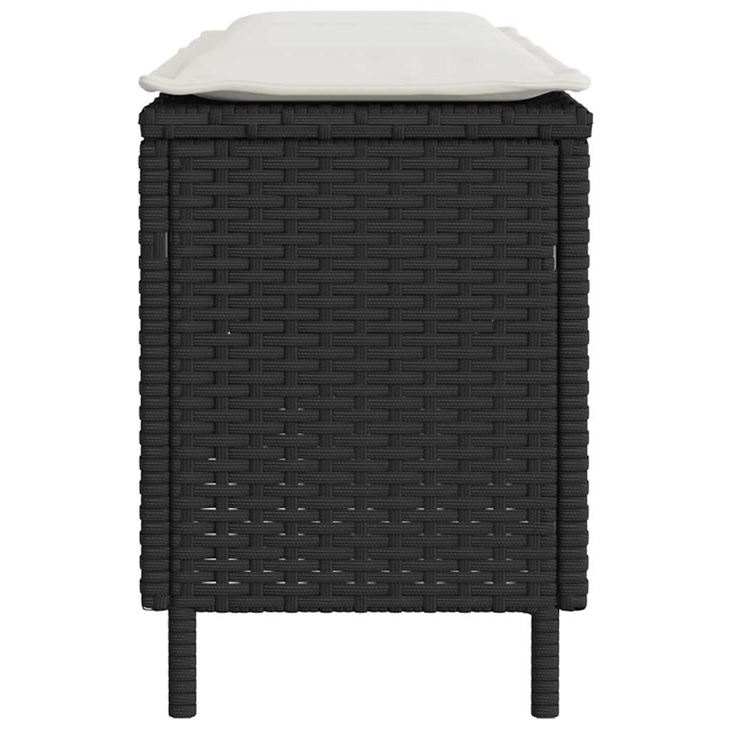 Panca da Giardino con Cuscino Nera 110x30x40,5 cm in Polyrattan