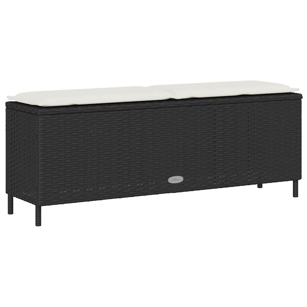 Panca da Giardino con Cuscino Nera 110x30x40,5 cm in Polyrattan