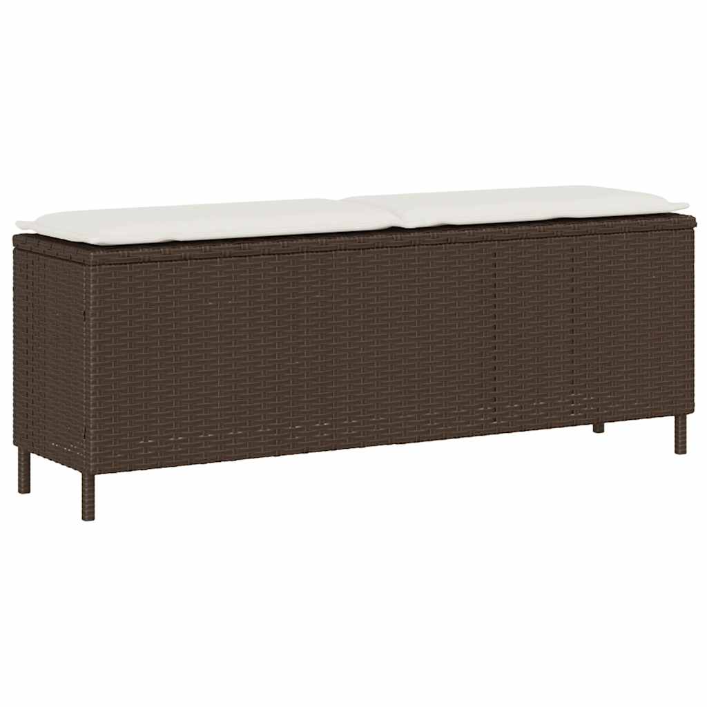 Panca da Giardino con Cuscino Marrone 110x30x40,5 cm Polyrattan