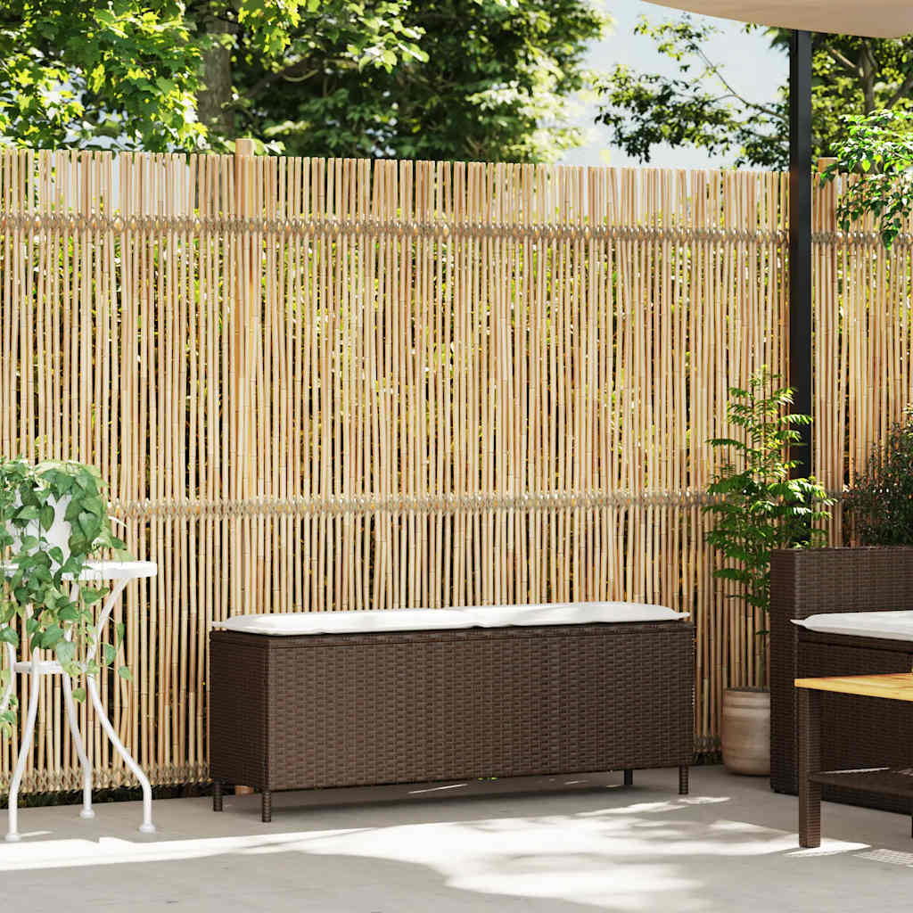 Panca da Giardino con Cuscino Marrone 110x30x40,5 cm Polyrattan