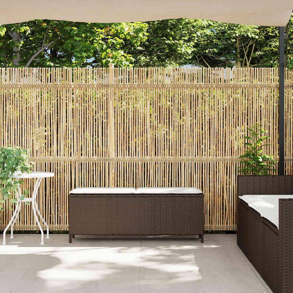 Panca da Giardino con Cuscino Marrone 110x30x40,5 cm Polyrattan