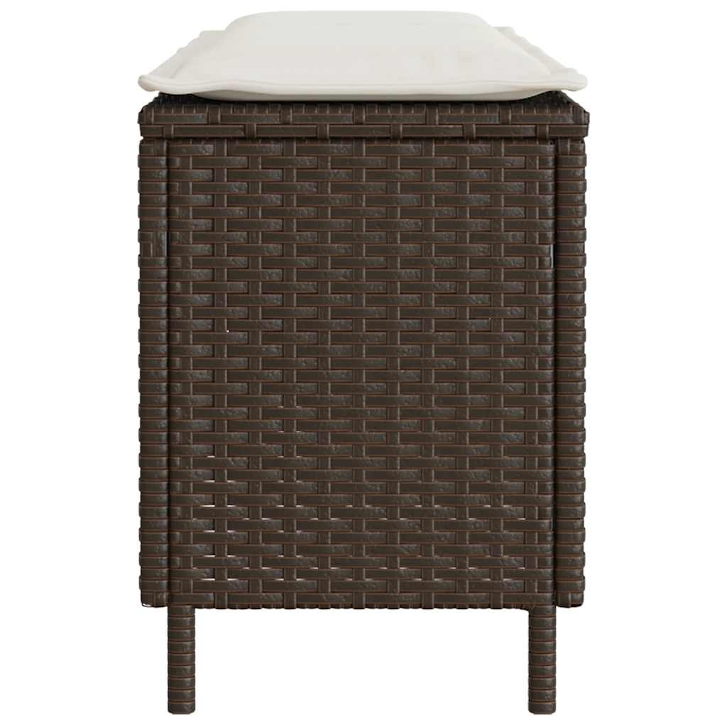 Panca da Giardino con Cuscino Marrone 110x30x40,5 cm Polyrattan