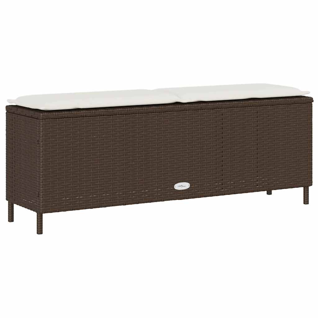 Panca da Giardino con Cuscino Marrone 110x30x40,5 cm Polyrattan