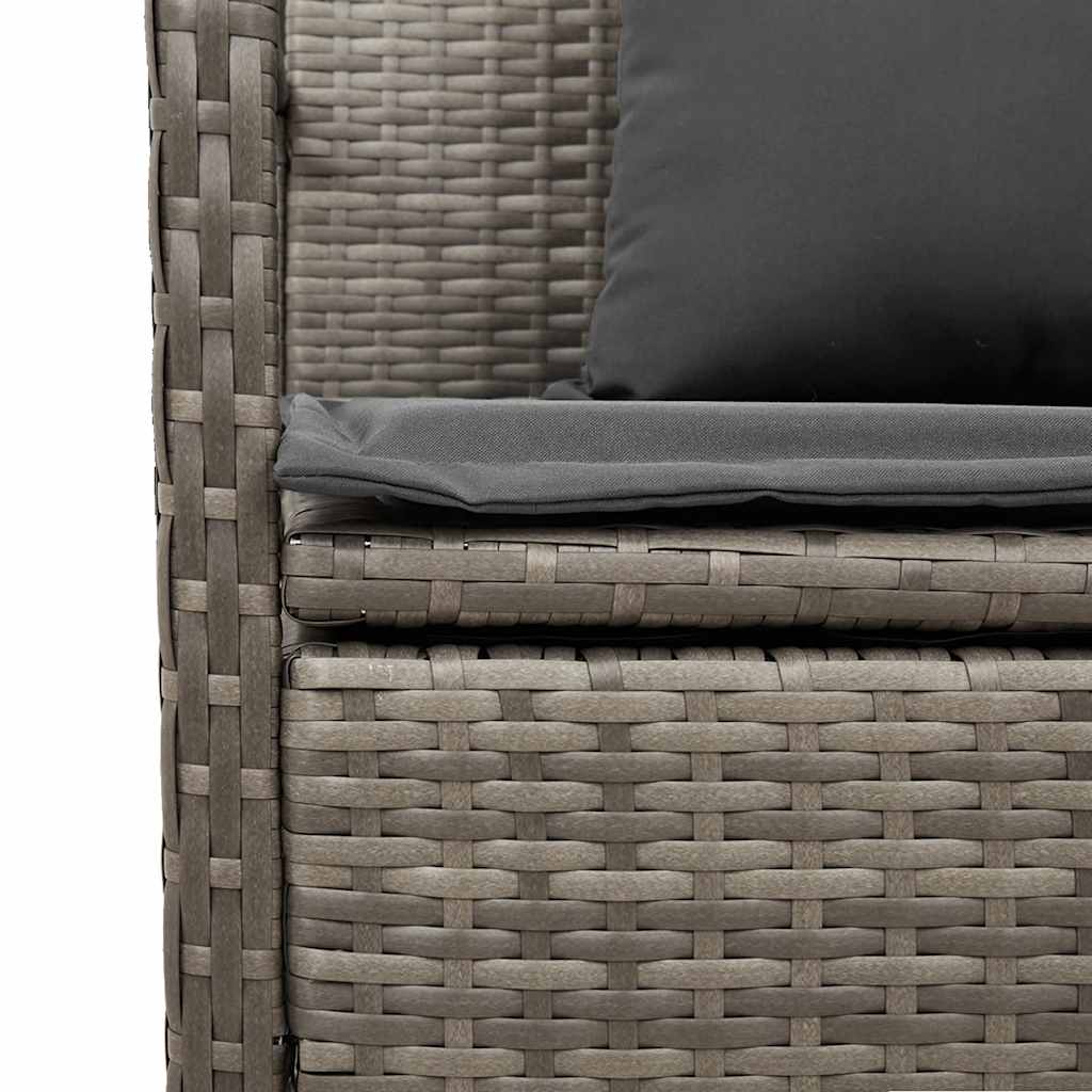 Panca Portaoggetti da Giardino con Cuscino Grigio in Polyrattan