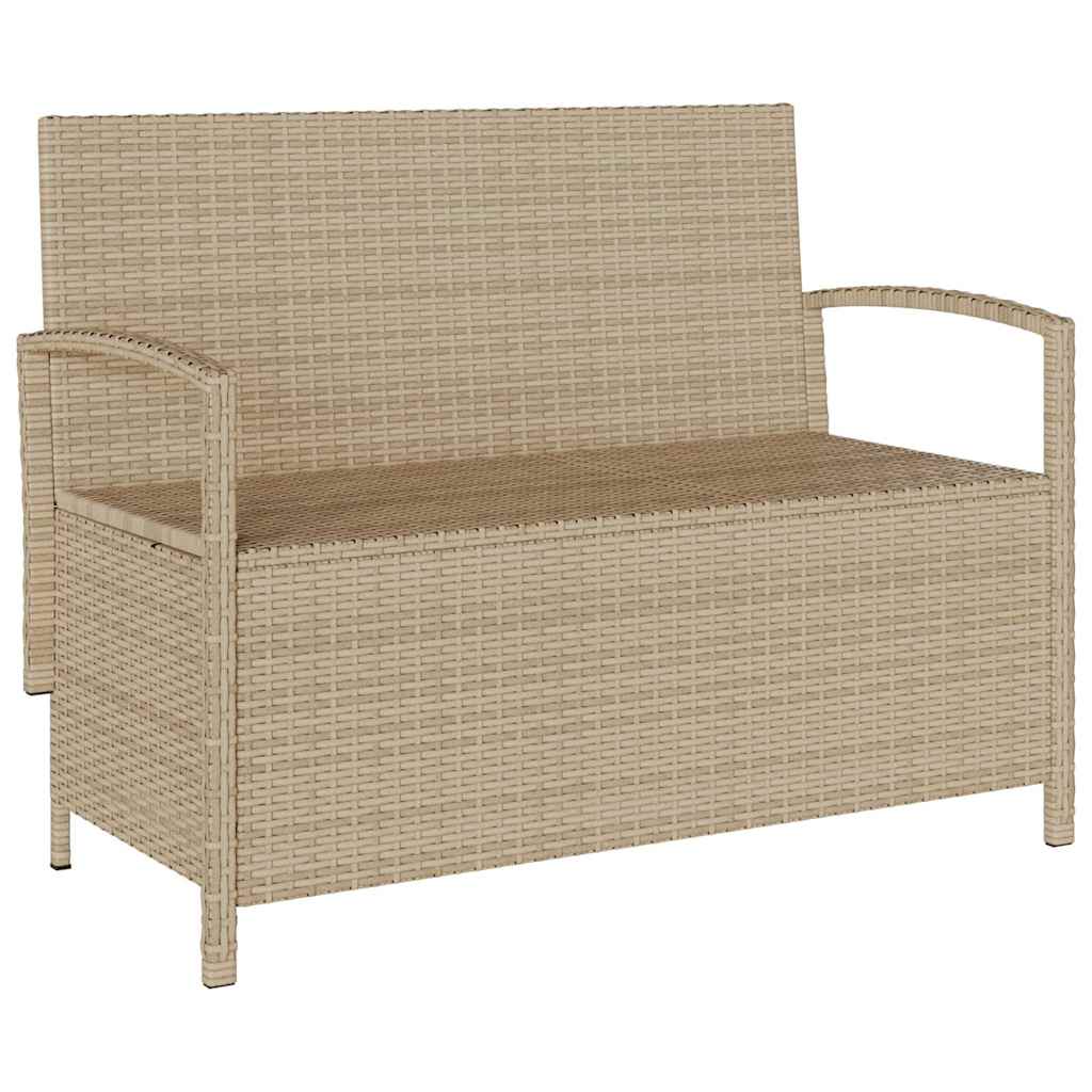 Panca Portaoggetti da Giardino con Cuscino Beige in Polyrattan