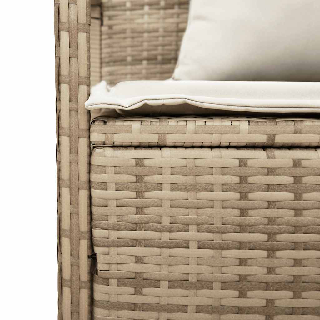 Panca Portaoggetti da Giardino con Cuscino Beige in Polyrattan