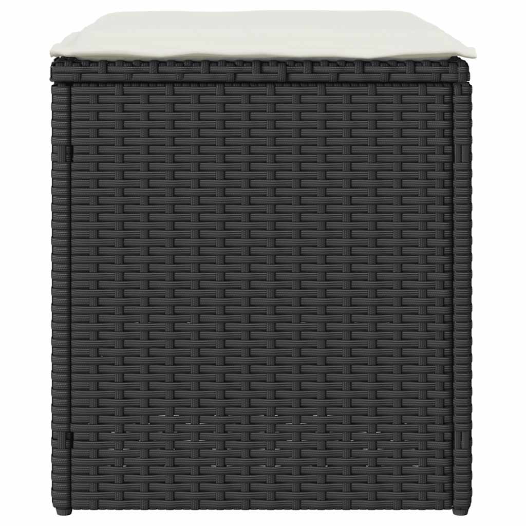 Sgabelli Giardino con Cuscini 2 pz Nero 40x40x43 cm Polyrattan