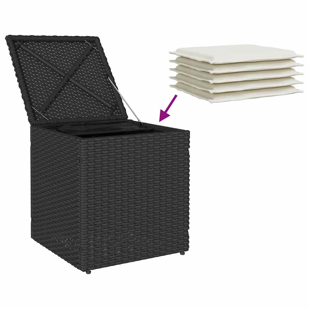 Sgabelli Giardino con Cuscini 2 pz Nero 40x40x43 cm Polyrattan