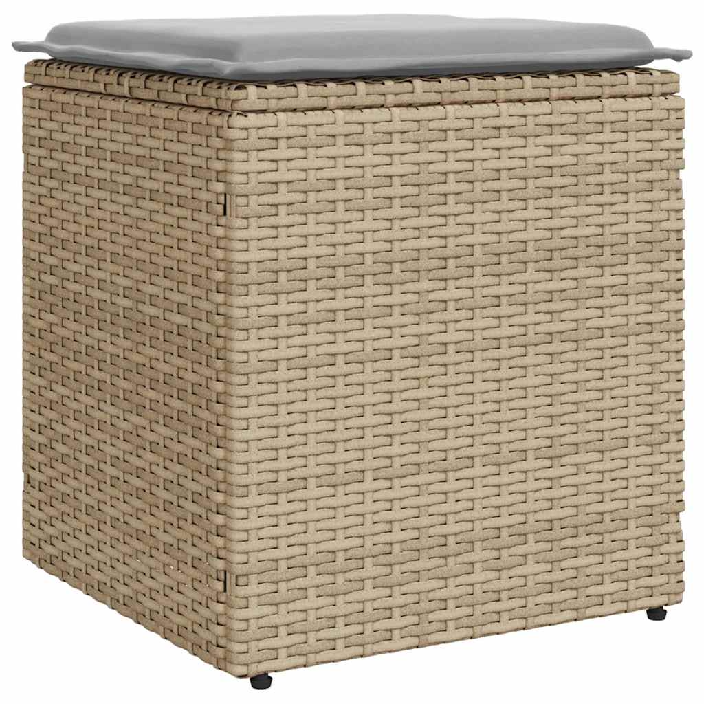 Sgabelli Giardino con Cuscini 4pz Beige 40x40x43 cm Polyrattan