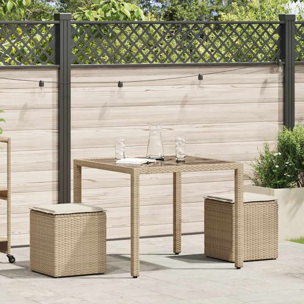 Sgabelli Giardino con Cuscini 4pz Beige 40x40x43 cm Polyrattan