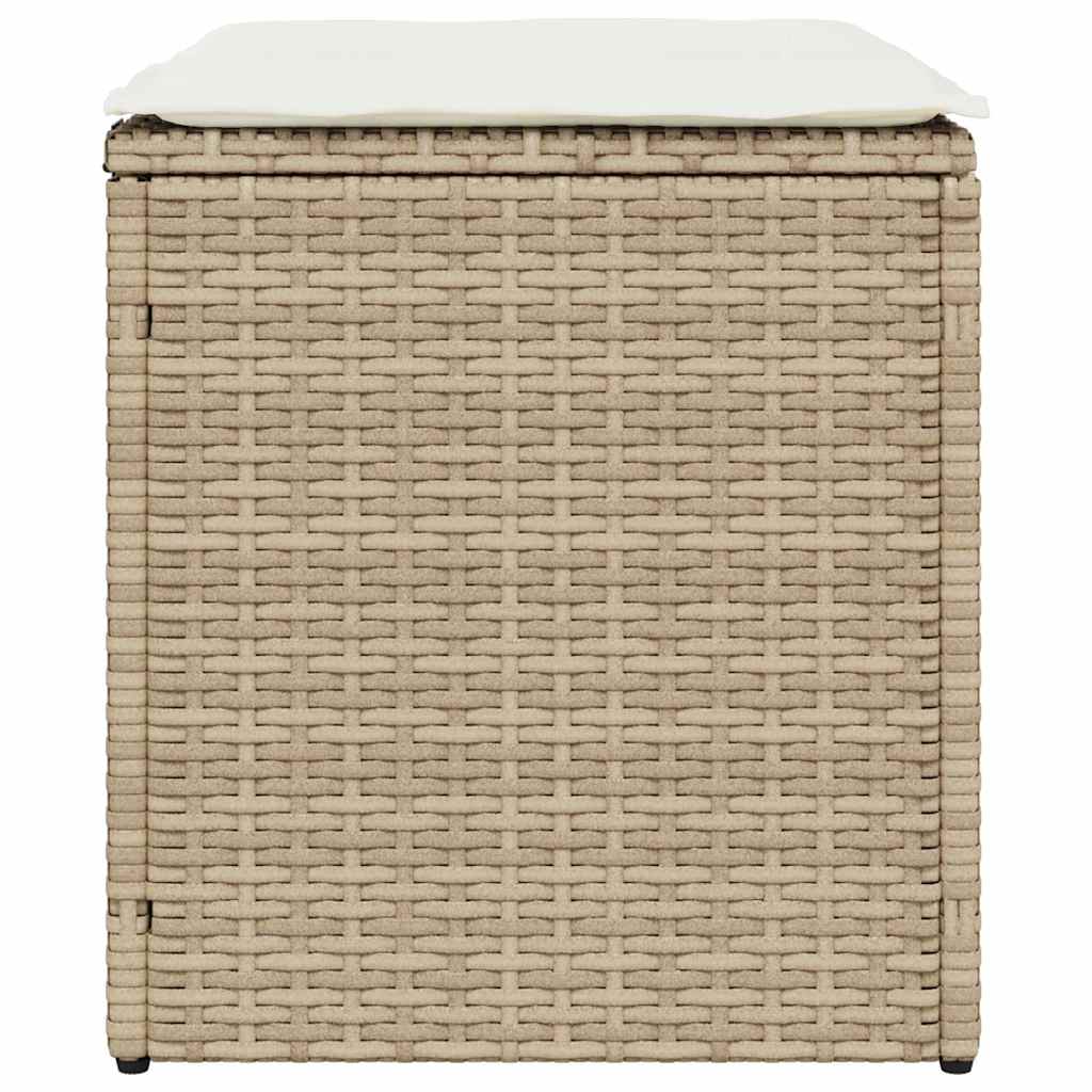 Sgabelli Giardino con Cuscini 4pz Beige 40x40x43 cm Polyrattan