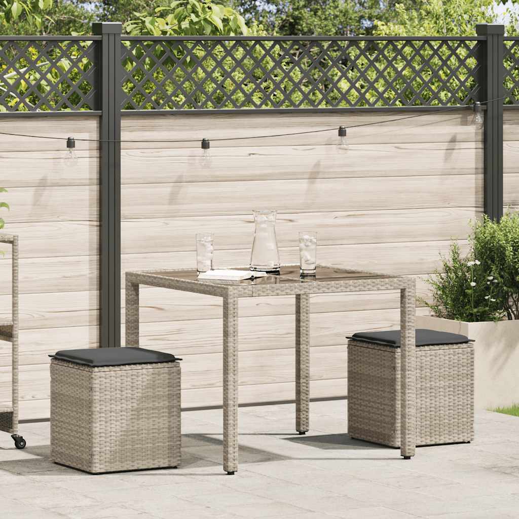 Sgabelli da Giardino con Cuscini 2 pz 40x40x43cm in Polyrattan