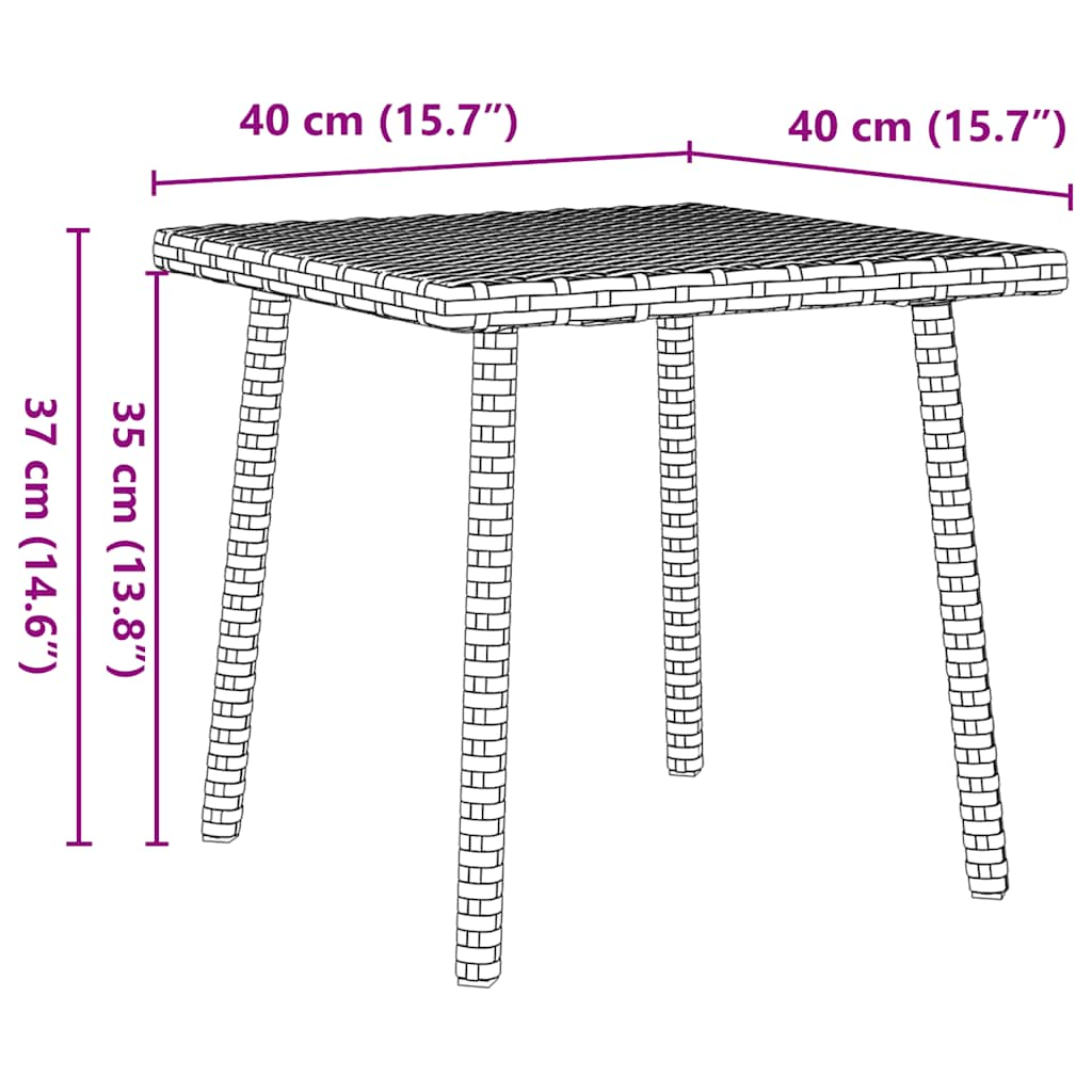 Tavolino da Giardino Rettangolare Grigio 40x40x37 cm Polyrattan