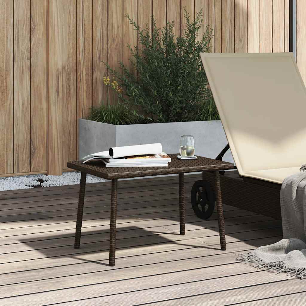 Tavolino Giardino Rettangolare Marrone 60x40x37 cm Polyrattan