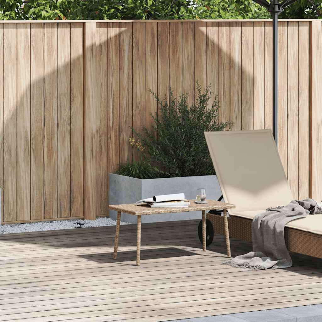 Tavolino da Giardino Rettangolare Beige 80x40x37 cm Polyrattan