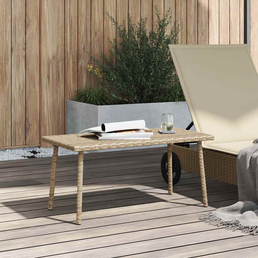 Tavolino da Giardino Rettangolare Beige 80x40x37 cm Polyrattan